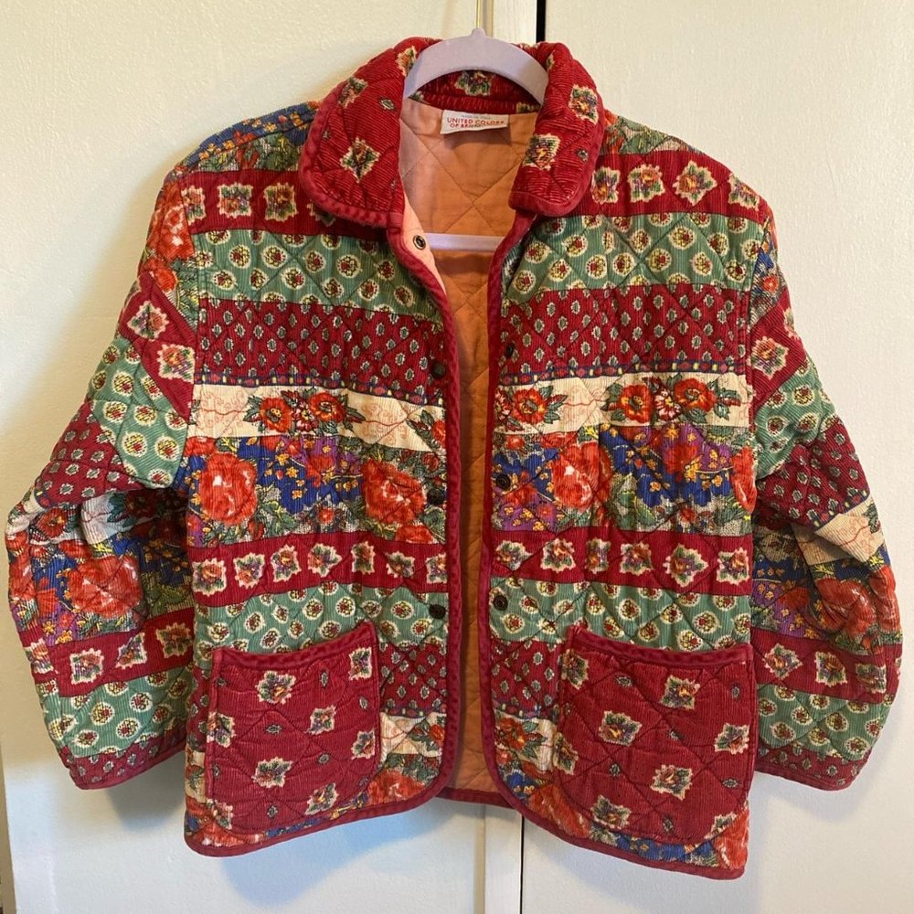 Vintage quilted floral United Colors of Benetton coat